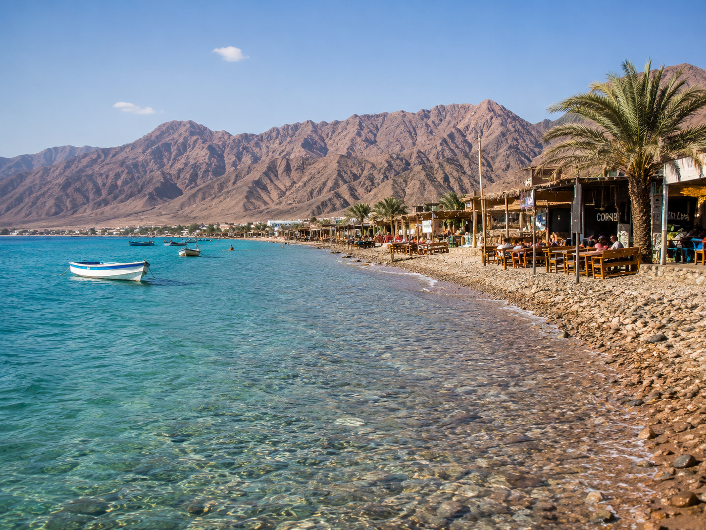 The Red Sea, shoreline and mountains in Dahab
